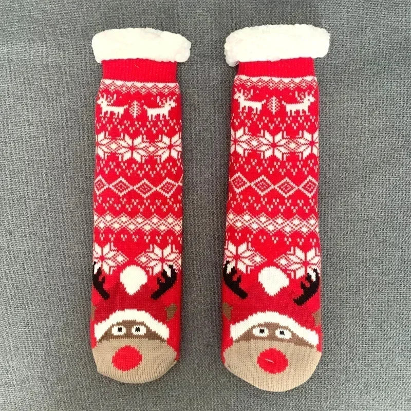 Chaussettes Douillettes Noël Femme Ado Fourrées Antidérapantes