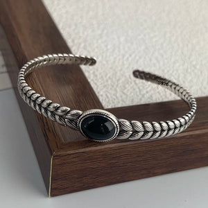 Bracelet jonc femme Jardin Vintage Nuit Tressée argent 925 motif en relief GoHappy France