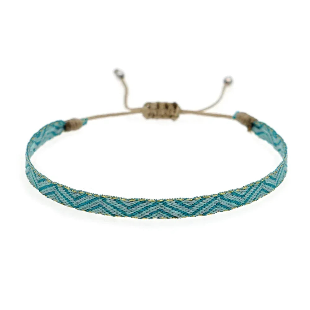 Bracelet Tissé Main Colombie Motifs Ethniques Bohème Amitié - bracelets tissés GoHappy