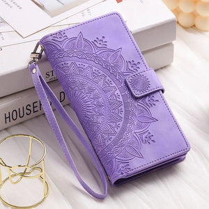 Protection iPhone Mandala Zip Portefeuille Cuir Gaufré Porte-Cartes - Coques pour téléphones portables GoHappy