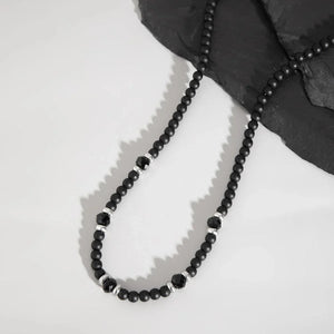 Collier en perles de cristal noir pour homme - Style ethnique - Bijou Collier GoHappy