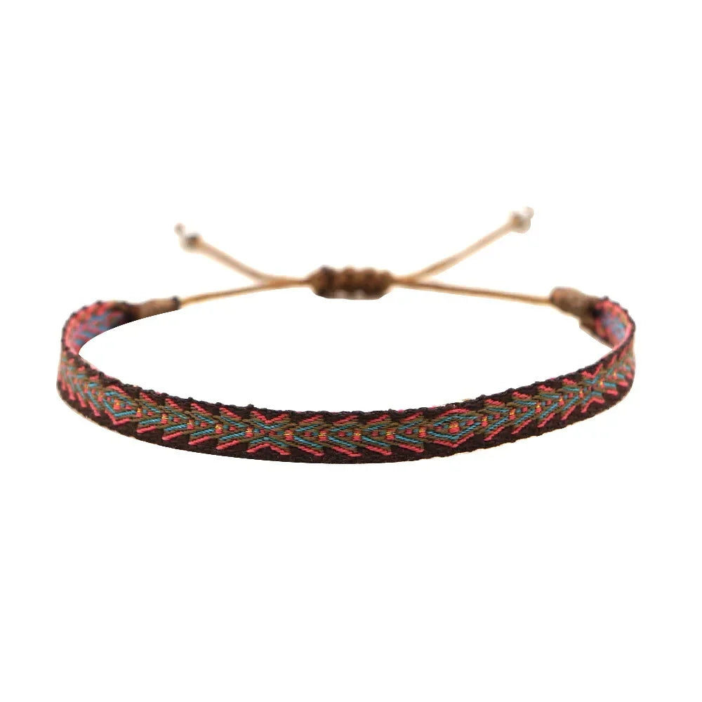 Bracelet Tissé Main Colombie Motifs Ethniques Bohème Amitié - bracelets tissés GoHappy