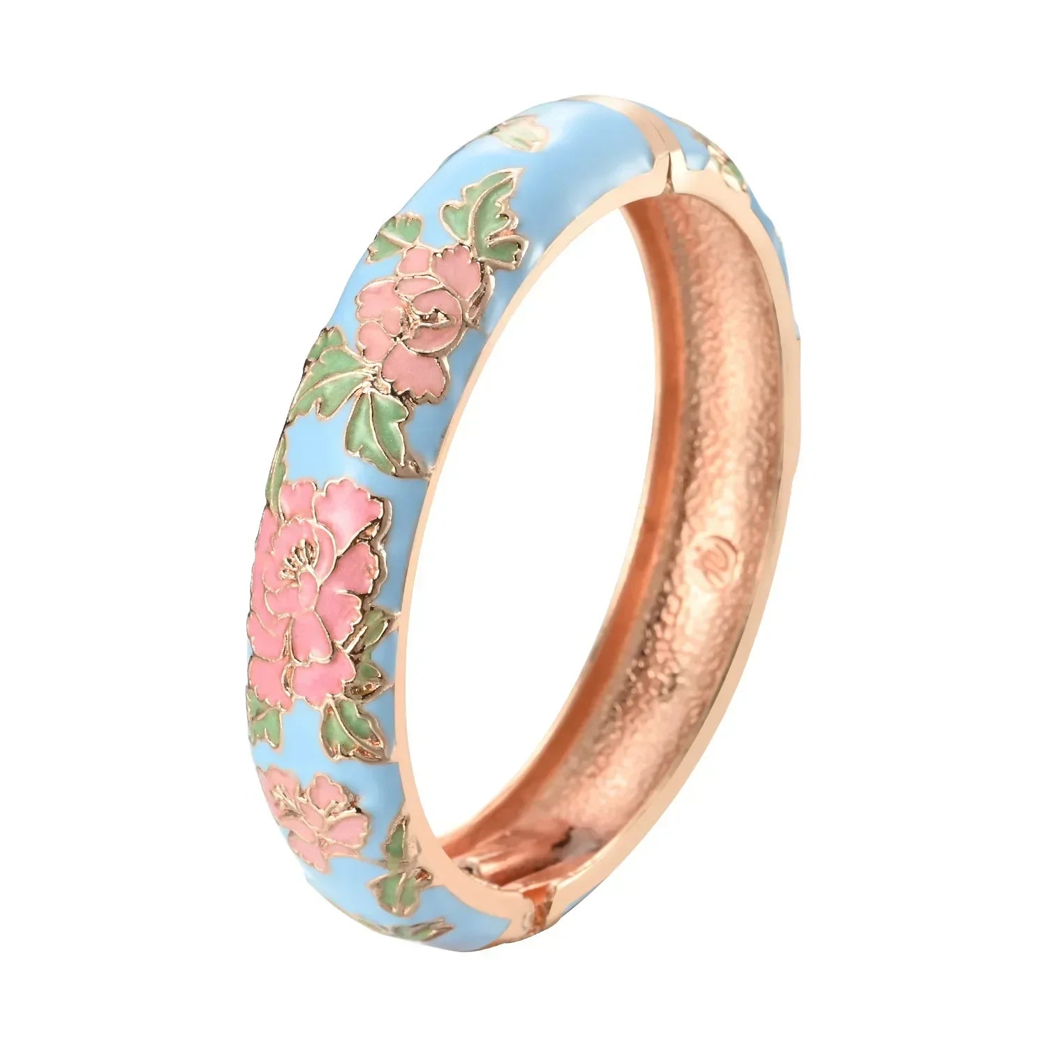 Jaipur Email bracelet jonc floral plaqué or rose - bracelet femme GoHappy