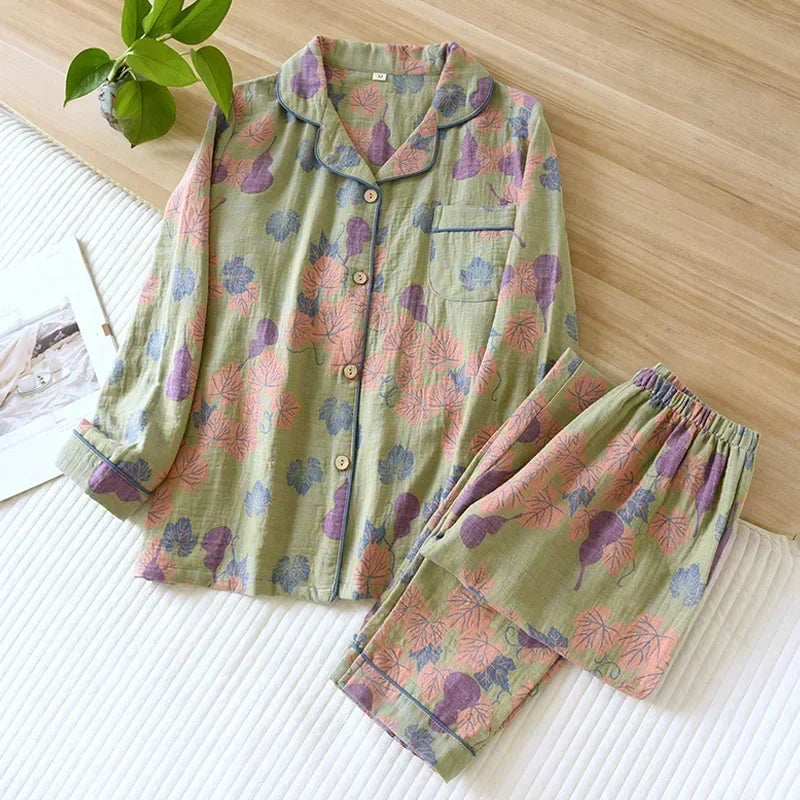 Pyjama femme coton 100% manches longues confortable maison printemps - pyjama GoHappy
