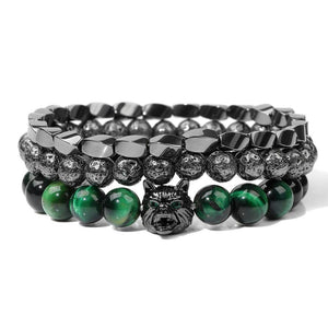 Bracelet multicouche en pierres naturelles pour hommes – Onyx, lave & hématite - Bijou Bracelet GoHappy