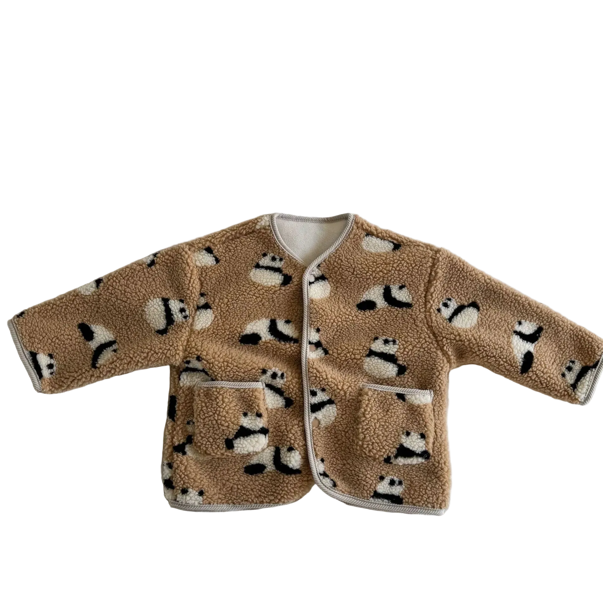 Manteau Enfant Laine Agneau Motifs Fleurs Épais Doublé Velours Hiver