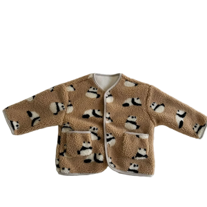 Manteau Enfant Laine Agneau Motifs Fleurs Épais Doublé Velours Hiver - manteau enfant GoHappy