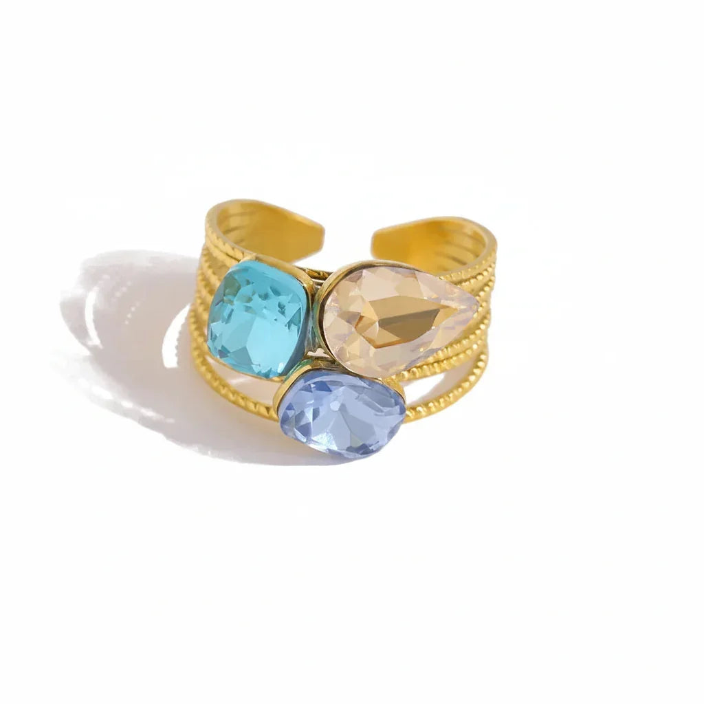 Muse bague femme cocktail zircon doré - bague cocktail GoHappy