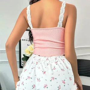 Pyjama deux pièces femme dentelle imprimé short confortable - pyjama GoHappy