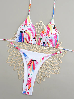 Bikini Tropicana String Triangle Femme Imprimé Exotique Rembourré - maillots de bain femme GoHappy