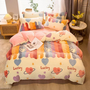 Housse Couette Flanelle Florale Hiver Douce Chaude 150-220cm - linge de lit GoHappy