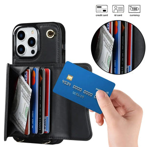 Coque iPhone Portefeuille Bandoulière Multifonction Cuir Élégante - coque pour smartphone GoHappy