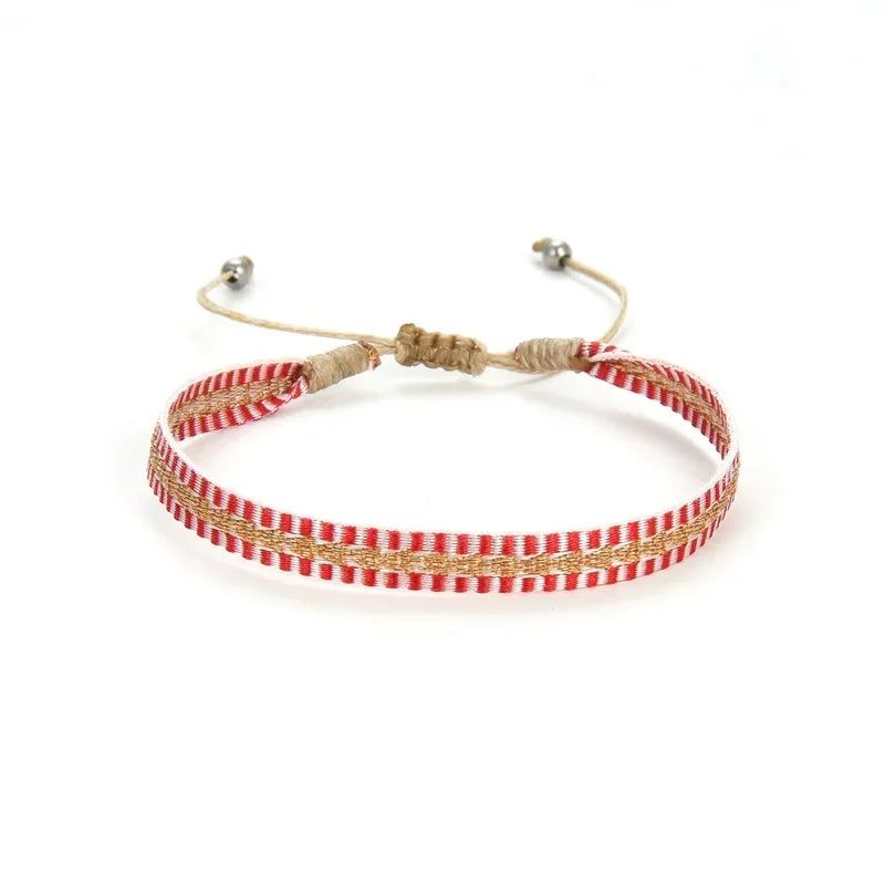 Bracelet Tissé Main Colombie Motifs Ethniques Bohème Amitié - bracelets tissés GoHappy