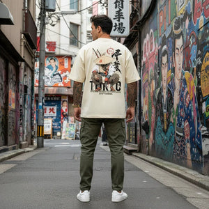 t-shirt homme imprimé samouraï japonais streetwear tendance GoHappy.fr