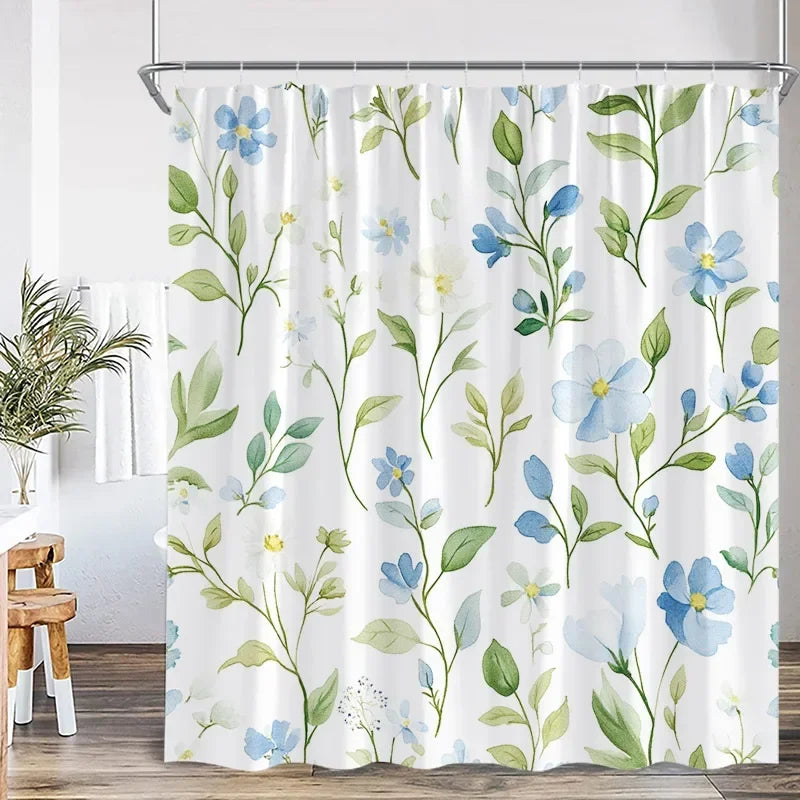 Rideau Douche Moderne Floral Polyester 11 Tailles + Crochets - rideau de douche GoHappy
