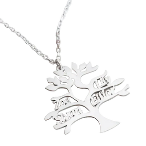 Collier Arbre de Vie Personnalisé Prénoms Gravés Famille Acier - collier personnalisé GoHappy