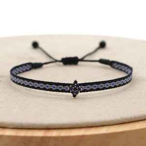 Bracelet Amitié Femme Coton Fin - Charm Cœur Strass Ajustable - bracelets femme cordon GoHappy