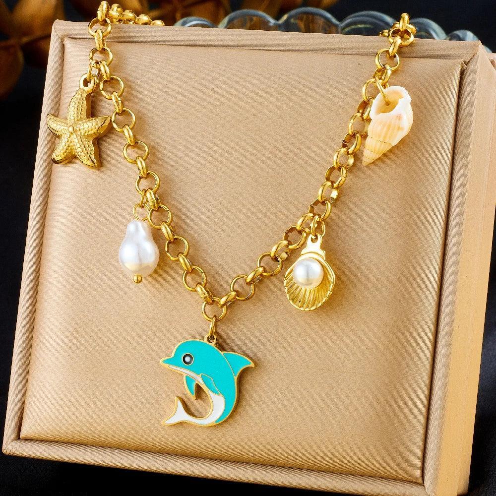 Colliers Costa Luz soleil coquillage perles dorées - colliers GoHappy