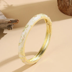 Capri Email bracelet jonc fleuri cloisonné doré - bracelet femme GoHappy