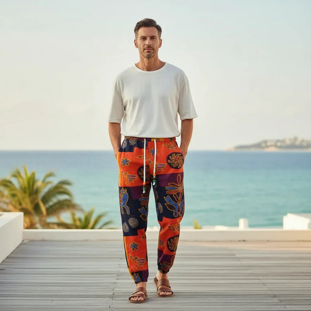 Pantalon Jogger Ethnique Coloré imprimé Tribal Tendance Bohème - pantalons de sport homme GoHappy