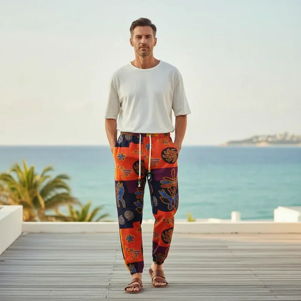 Pantalon Jogger Ethnique Coloré imprimé Tribal Tendance Bohème - pantalons de sport homme GoHappy