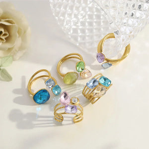Muse bague femme cocktail zircon doré - bague cocktail GoHappy