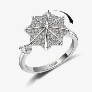 Bagues Spinner Rotatives Fleur Abeille en Cristal Argent Ajustables - bague femme GoHappy
