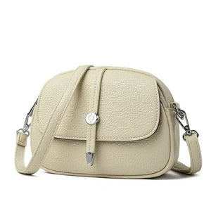 Sac Bandoulière Rétro Cuir Souple Femme - Petit Sac Rond Vintage 3 Compartiments - Sac à main GoHappy