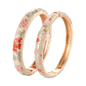 Jaipur Email bracelet jonc floral plaqué or rose - bracelet femme GoHappy