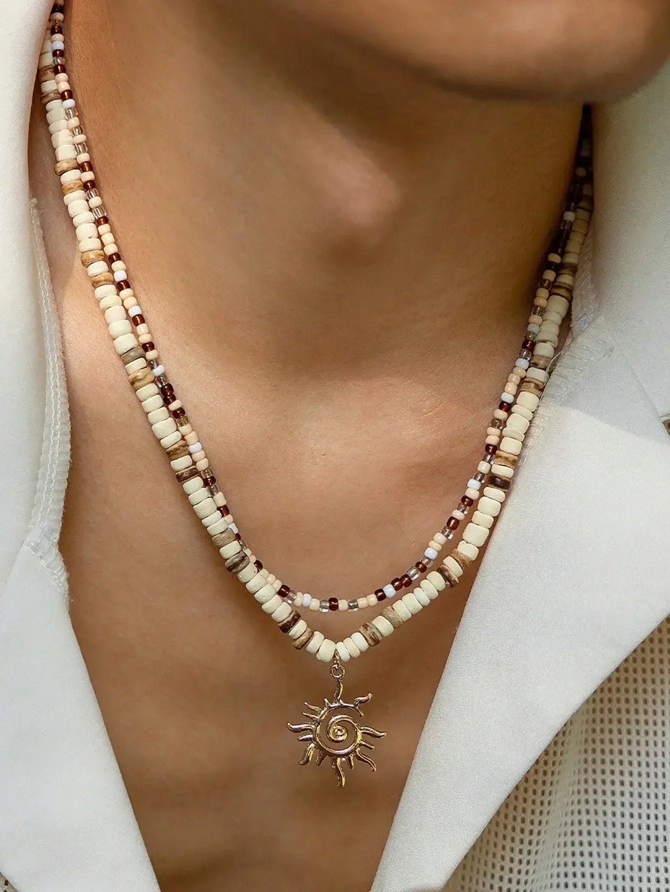 Collier Surfer Homme Perles Bois & Coco Esprit Plage Hawaii - collier plage GoHappy