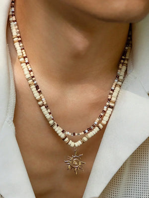 Collier Surfer Homme Perles Bois & Coco Esprit Plage Hawaii - collier plage GoHappy