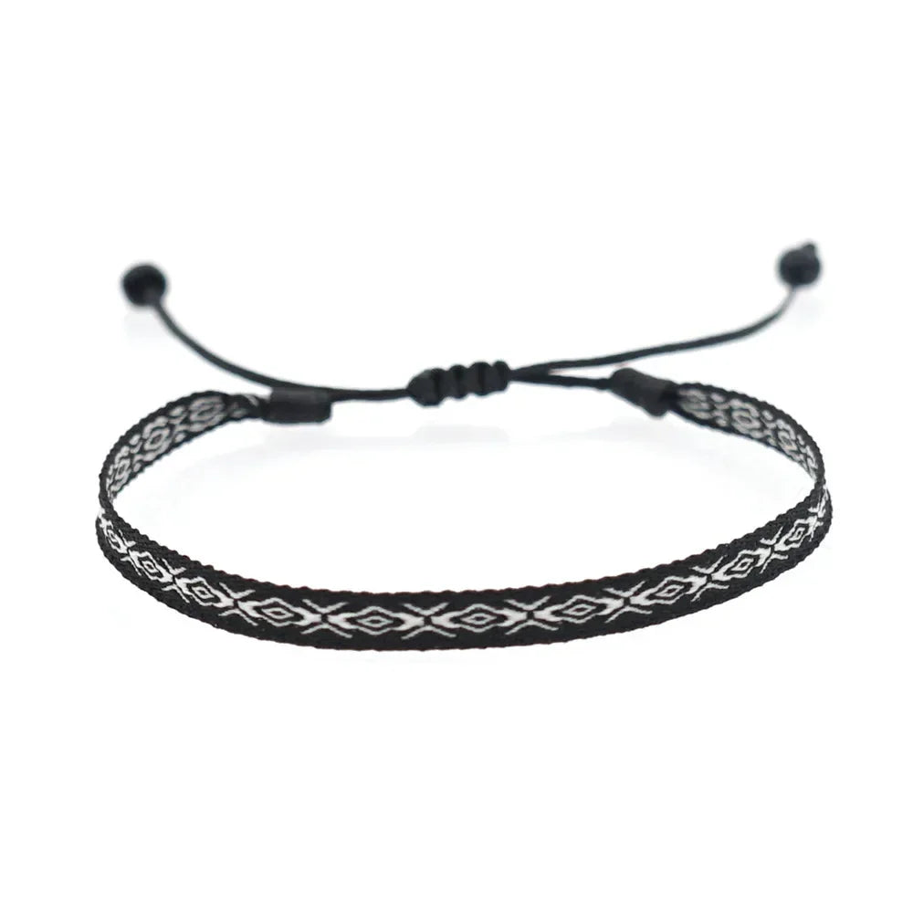 Bracelet Tissé Main Colombie Motifs Ethniques Bohème Amitié - bracelets tissés GoHappy