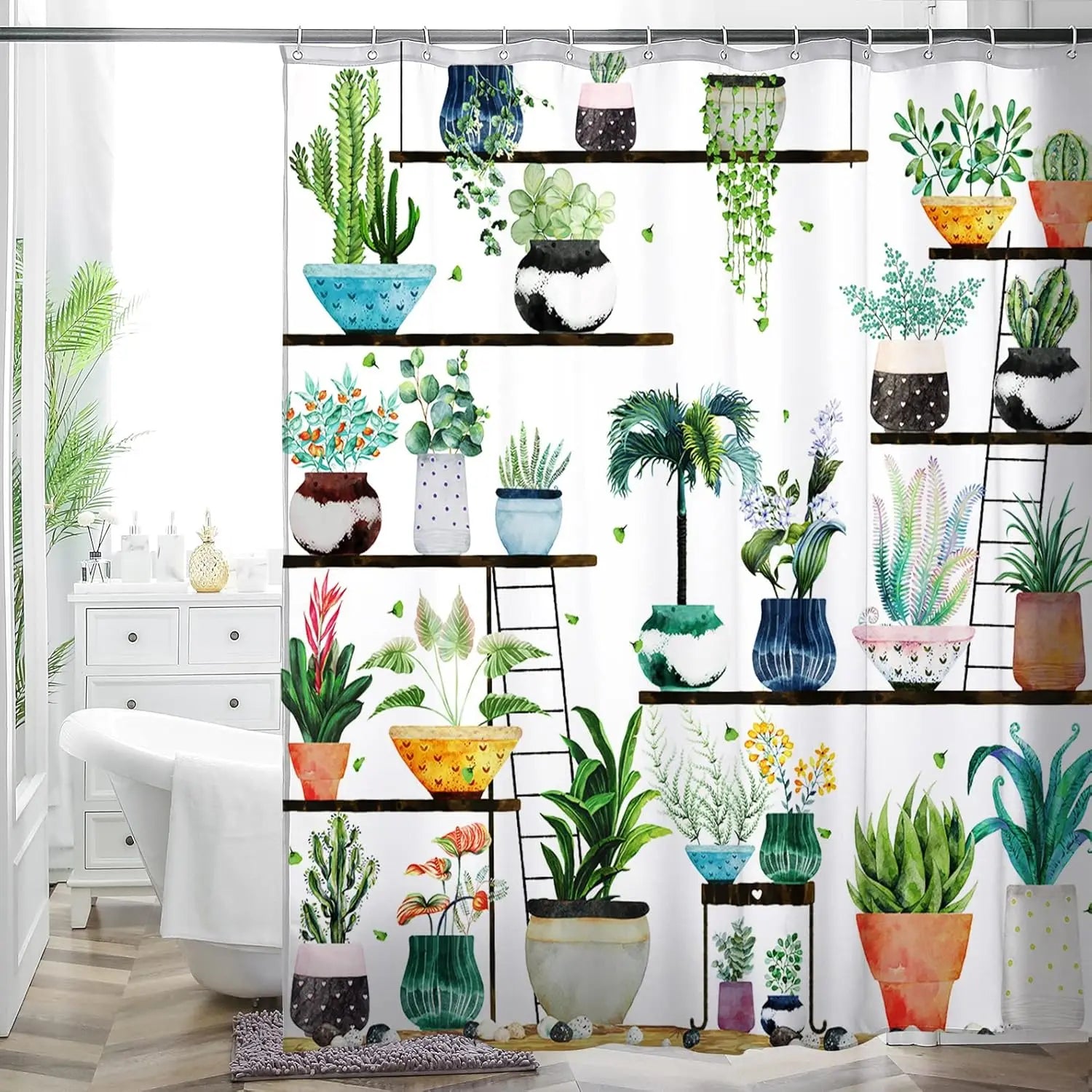 Rideau Douche Inspirant Nature Plantes 26 Designs Multi-Tailles