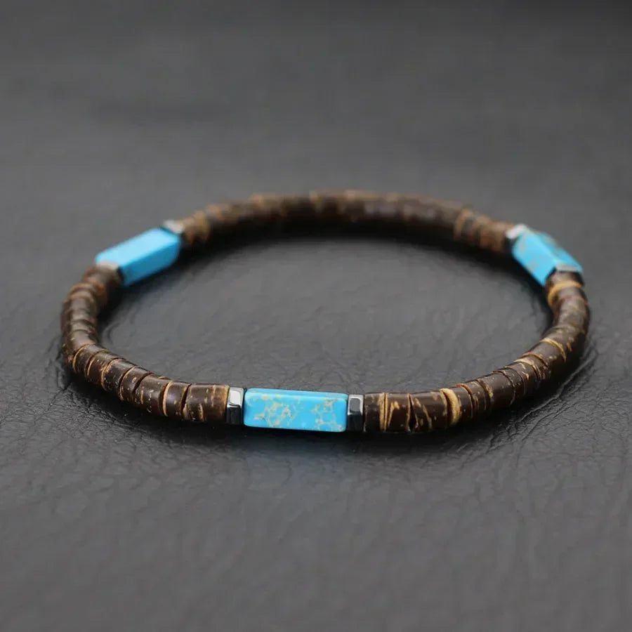 Coconut Coast bracelet homme perles coco et pierres naturelles - GoHappy