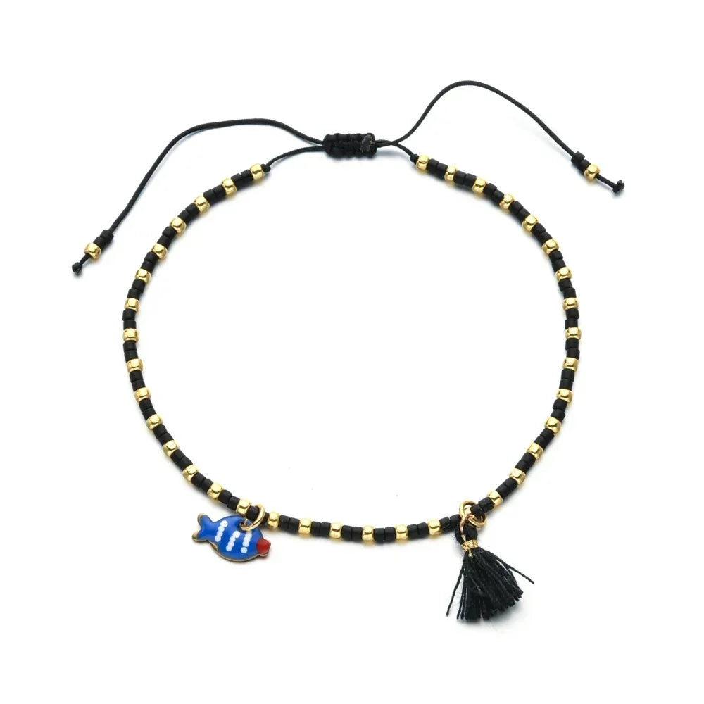 Bracelet femme boho perles Miyuki pompon coloré - bracelet perles GoHappy