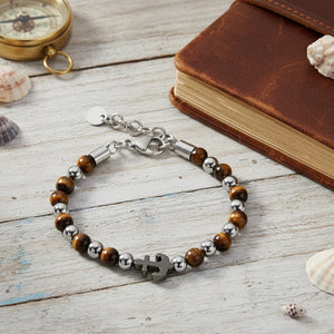 Ocean Force bracelet homme œil de tigre ancre - GoHappy