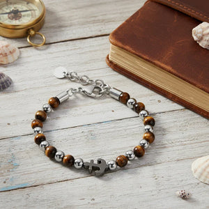 Ocean Force bracelet homme œil de tigre ancre - GoHappy