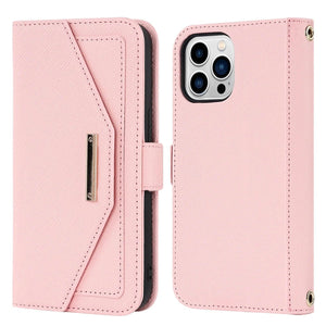 Étui Portefeuille Bandoulière Magnétique Cuir avec Miroir pour iPhone - coque pour smartphone GoHappy