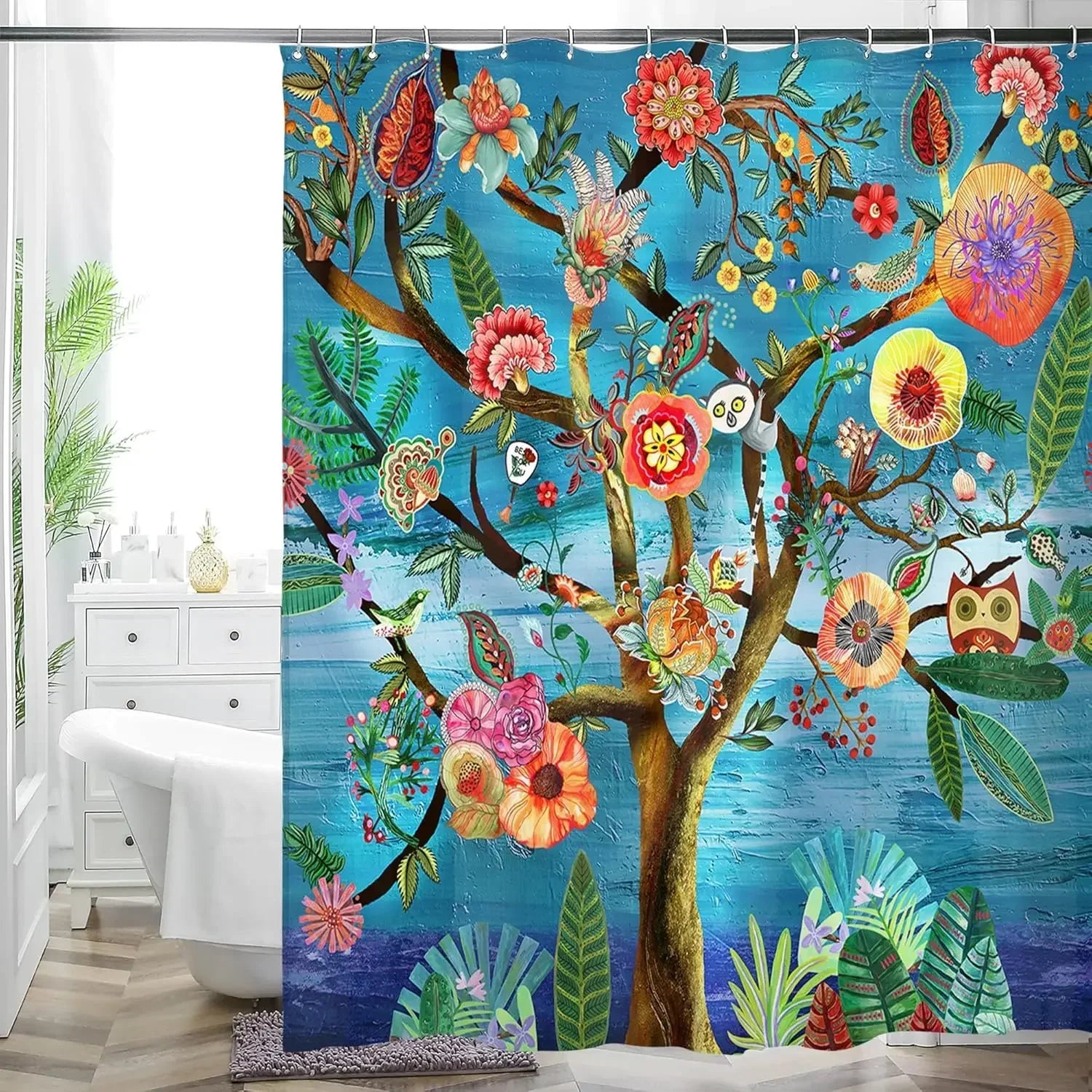 Rideau Douche Inspirant Nature Plantes 26 Designs Multi-Tailles - rideaux de douche GoHappy