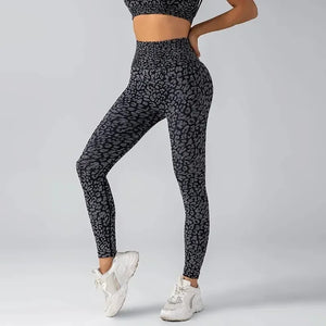 Legging Yoga Femme Taille Haute | Imprimé Léopard Sans Coutures | Gainant & Galbe Fessier - leggings GoHappy
