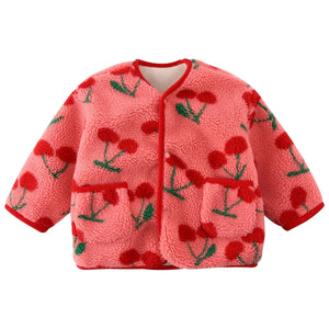 Manteau Enfant Laine Agneau Motifs Fleurs Épais Doublé Velours Hiver - manteau enfant GoHappy