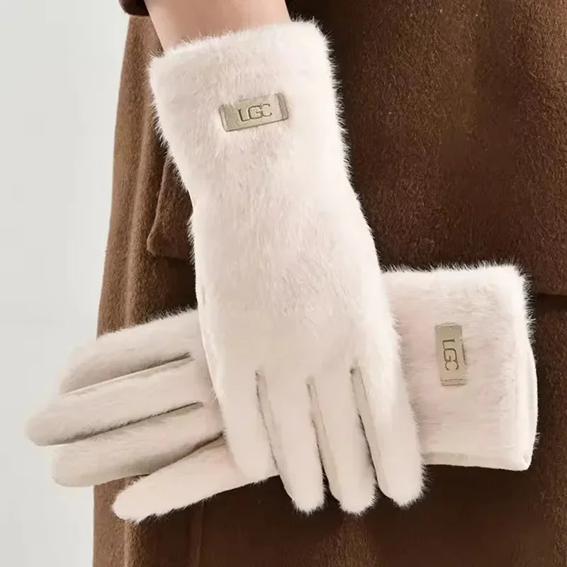 Gants Femme Daim Imitation Vison Tactiles Doux Chauds Élégants - gants GoHappy