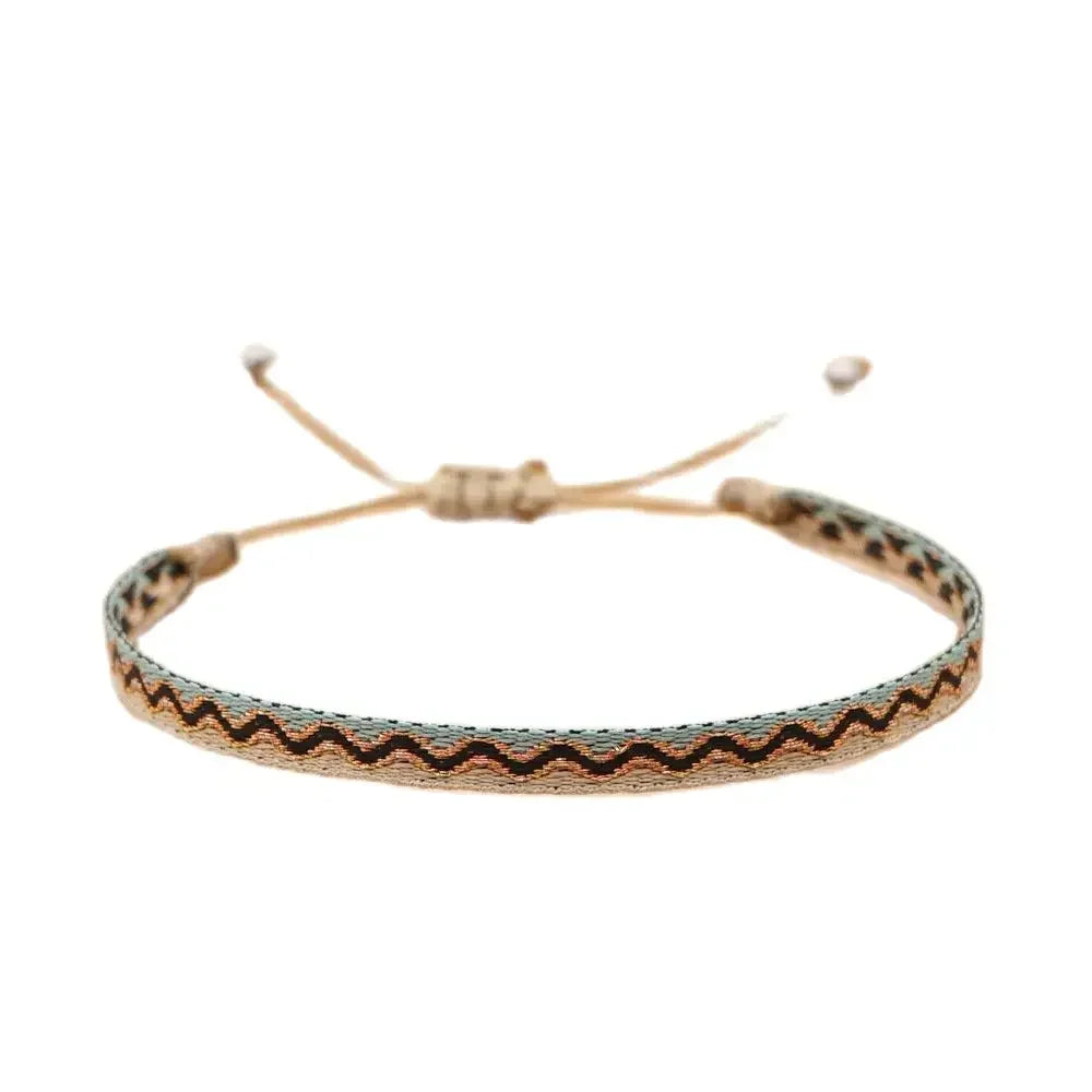 Bracelet Tissé Main Colombie Motifs Ethniques Bohème Amitié - bracelets tissés GoHappy