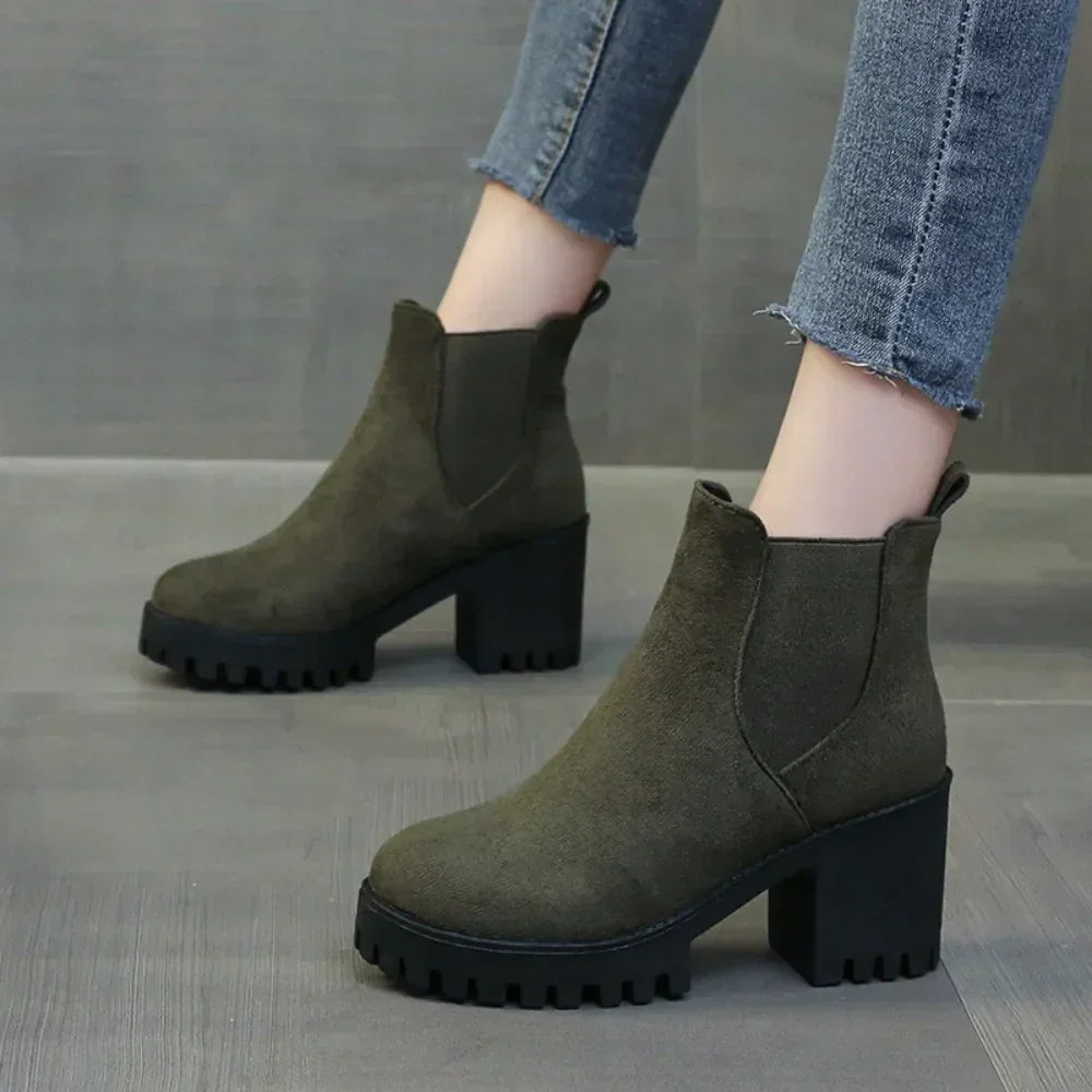 Bottines Chelsea Talons Épais Femme Plateforme Confort 35-43 - bottines GoHappy