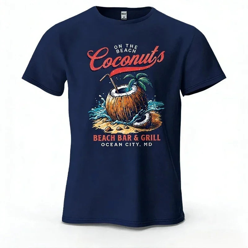 T-shirt Homme Coconuts Vintage Plage Graphique Coton Respirant - t-shirt homme GoHappy