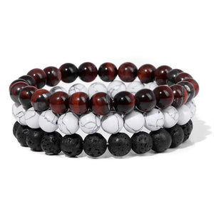 Bracelet multicouche en pierres naturelles pour hommes – Onyx, lave & hématite - Bijou Bracelet GoHappy