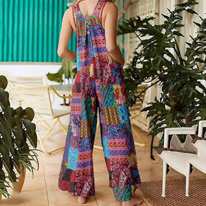 Pantalon Combinaison large multicolore Patchwork