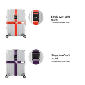 Sangle croisée avec ou sans code antivol Embarquement bagages - sangle de bagage GoHappy