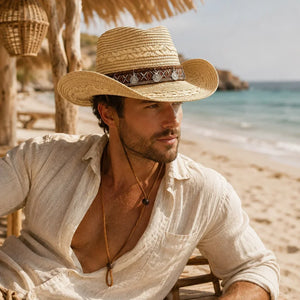 Santa Fe chapeau bohème tressé effet paille large bord - chapeau GoHappy