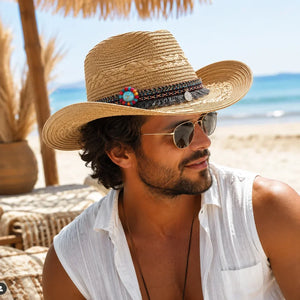 Santa Fe chapeau bohème tressé effet paille large bord - chapeau GoHappy
